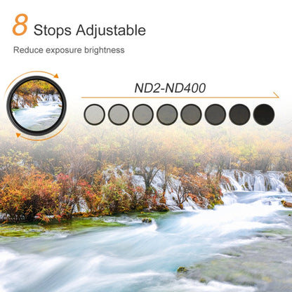 52mm ND Fader Neutral Density Adjustable Variable Filter ND 2 to ND 400 Filter, 52mm