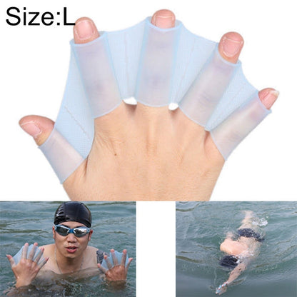 Silicone Swimming Web Fins Hand Flippers Training Gloves, L, Size: L Green, Size: L Blue