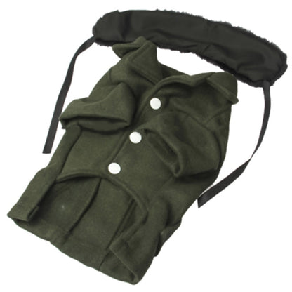 Gorgeous Woolen Cloth with Fur Collar Dog Coat Pet Clothes, Size: XL , Size: S(Deep Green)