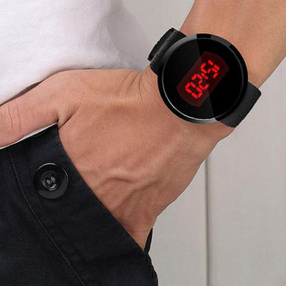 Touch Screen Unisex LED Digital Watch Wristwatch Timepiece Silicon Strap ( White )