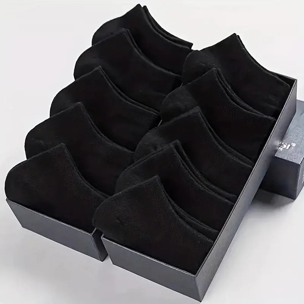 10/40 Pairs Men's Boat Socks Business Sport Sweat Absorption Mature Summer Autumn Solid Color Non Pilling Versatile Ankle Socks