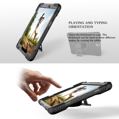For Galaxy Tab S3 9.7 inch T820 360 Degree Rotation PC + Silicone Protective Case with Holder & Hand-strap, For Galaxy Tab S3 9.7 inch T820