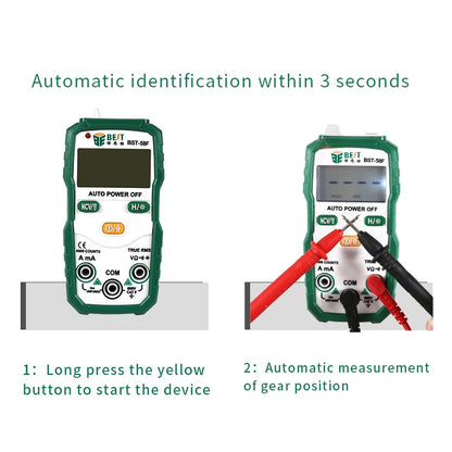 BEST BST-58F Full Automatic Range Multimeter Without Shift Intelligent Identification Digital Multimeter Household Mini Electrical Instrument