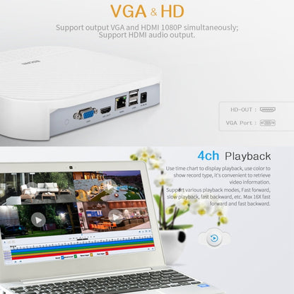 ESCAM PVR204 1080P 4CH+2CH ONVIF NVR Digital Video Recorder with 2CH Cloud Channel for IP Camera System, PVR204