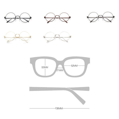 Round-Framed Glasses Small Fresh, Round-Framed Glasses, Golden, Silver, Bronze, Gun gray