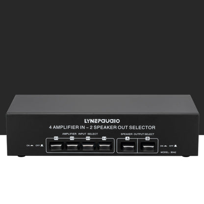 B042 4-in 2-out Power Amplifier Sound Switcher Loudspeaker Switch Distributor, 300W Per Channel Lossless Sound Quality, B042