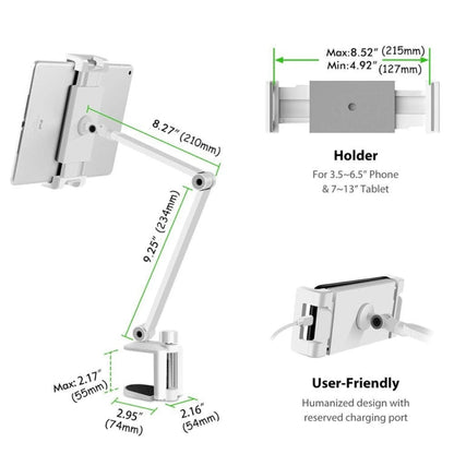 AP-7LC 360 Degree Rotating Adjustable Lifting Long Arm Lazy Bedside Desktop Tablets Phones Holder