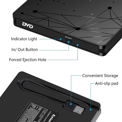External USB 3.0 Portable DVD RW Reader Optical Drive Reader