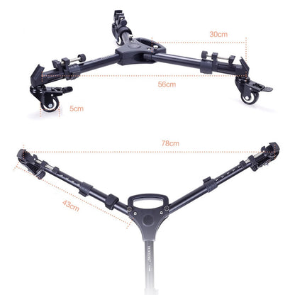 YUNTENG 900 Aluminium Alloy Camera Tripod Foot Wheel Tripod Pulley Base, Load 15KG, 900