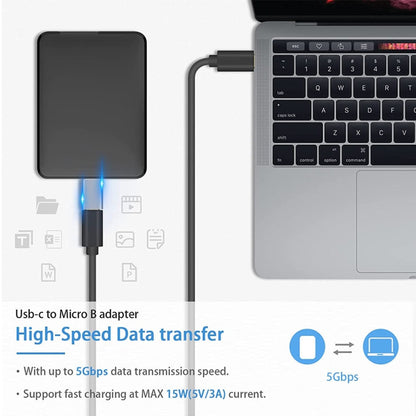 JUNSUNMAY USB-C / Type-C Female to Male USB 3.0 Micro B Adapter Converter, 1 PCS, 2 PCS