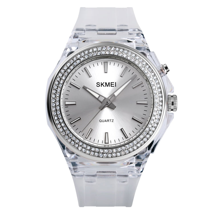 SkMEI 1553 Women LED Color Light Transparent Waterproof Watch Inlaid With Water Drill