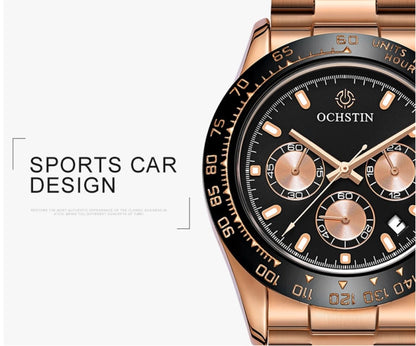 OCHSTIN Augusten 6103B Multi Function Quartz Watch Sports luminous Waterproof Watch Calendar Steel Band Men  Watch