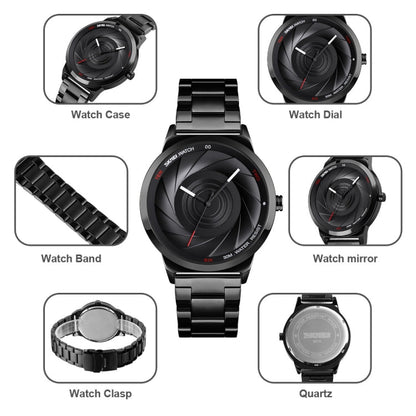 Skmei 9210 Fashion Trend Mens Business Wristwatch Simple Three-Dimensional Surface Waterproof Gold Quartz Watch Man, For Men