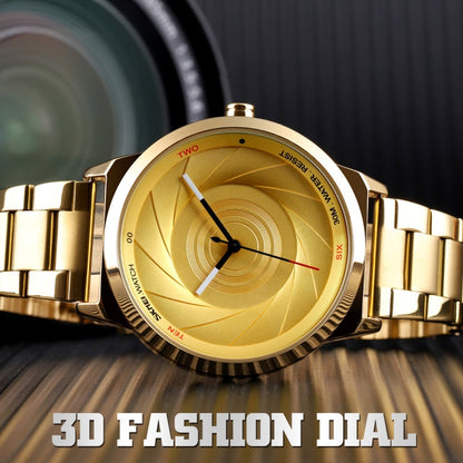 Skmei 9210 Fashion Trend Mens Business Wristwatch Simple Three-Dimensional Surface Waterproof Gold Quartz Watch Man, For Men