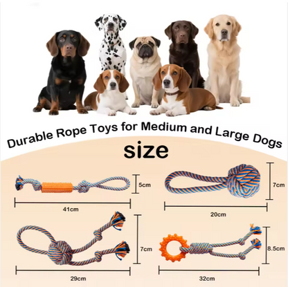Eco-Friendly 5-Pack Handmade Durable Cotton Rope & TPR Dog Chew Toy Set Tug-of-War Toys for Teething Relief & Training