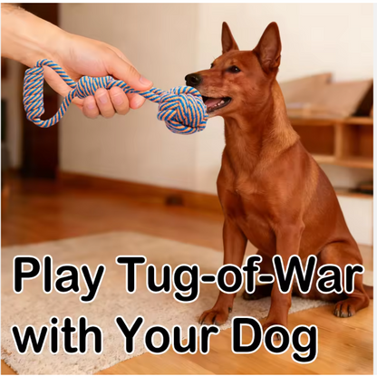 Handmade Indestructible Cotton Rope & TPR Dog Chew Toys Set Dog Rope Toys for Aggressive Chewers for Medium Large Breed
