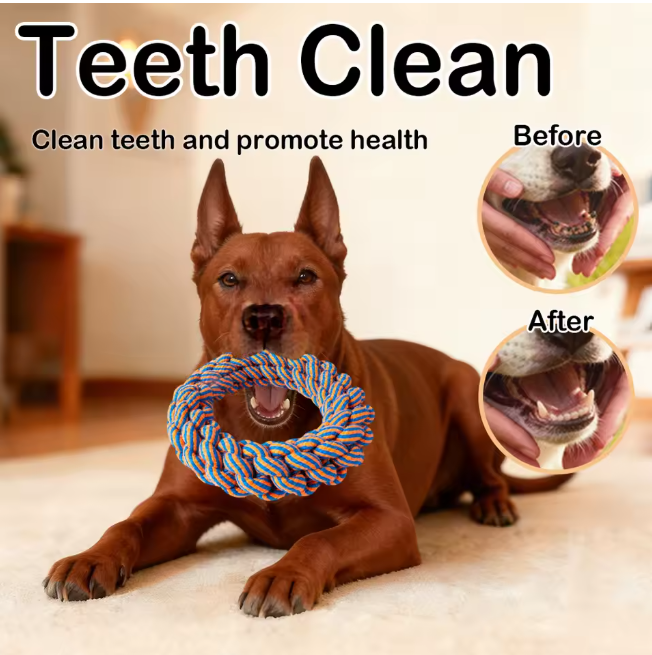 Handmade Indestructible Cotton Rope & TPR Dog Chew Toys Set Dog Rope Toys for Aggressive Chewers for Medium Large Breed