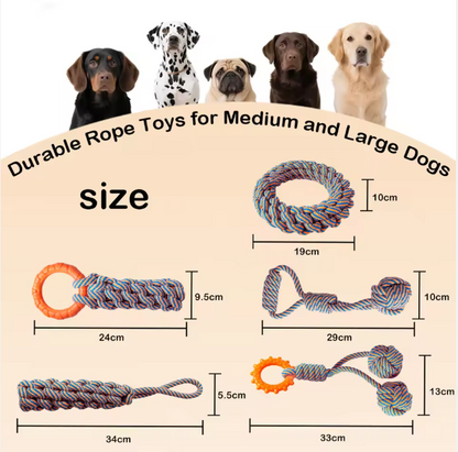 Indestructible Eco-Friendly 5-piece Dog Plush Toy for Aggressive Chewers Squeaky Chew Rope Toy for Small Medium Large Dogs