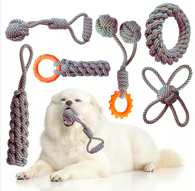 Indestructible Puppy Teething Toys Knots Dog Toy Tug Tug Of-War for Pet and High Active Puppies 6-piece