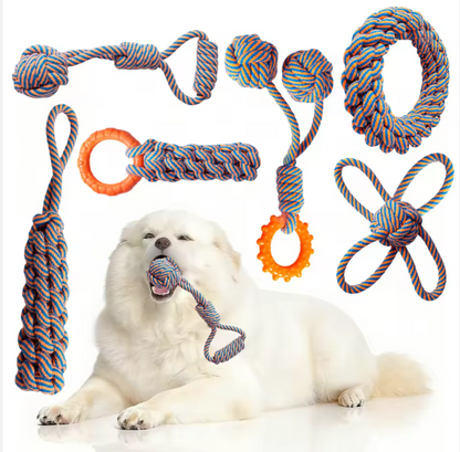 Indestructible Puppy Teething Toys Knots Dog Toy Tug Tug Of-War for Pet and High Active Puppies 6-piece