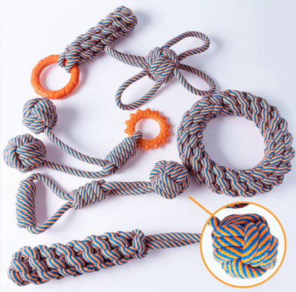 Indestructible Puppy Teething Toys Knots Dog Toy Tug Tug Of-War for Pet and High Active Puppies 6-piece
