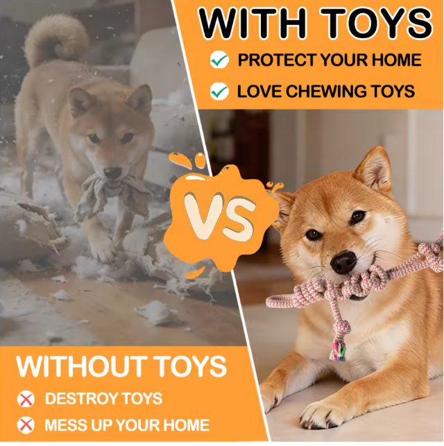 Indestructible Cotton Chew Rope for Aggressive Chewers Perfect Tug-of-War Pet Toy for Small & Medium Breeds