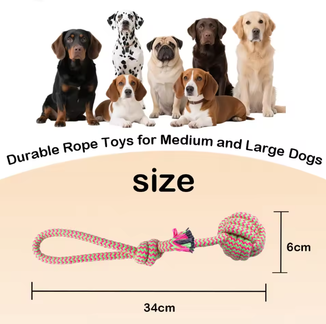 Heavy-Duty Indestructible Dog Rope Chew Toy Bite Resistant Chew Cotton Rope Dog Pet Toy Great for Puppy Teething & Outdoor Play