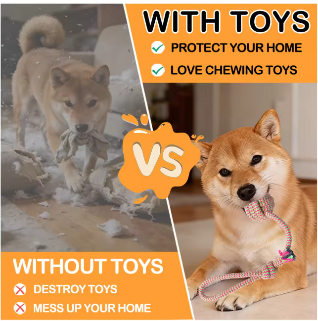 Heavy-Duty Indestructible Dog Rope Chew Toy Bite Resistant Chew Cotton Rope Dog Pet Toy Great for Puppy Teething & Outdoor Play