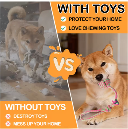 Heavy-Duty Indestructible Dog Rope Chew Toy Bite Resistant Chew Cotton Rope Dog Pet Toy Great for Puppy Teething & Outdoor Play