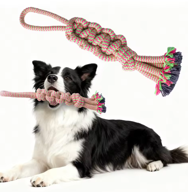 Heavy-Duty Indestructible Durable Eco-Friendly Teeth Grinding Cleaning Chew Toy for Tug Play & Dental Care