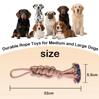 Heavy-Duty Indestructible Durable Eco-Friendly Teeth Grinding Cleaning Chew Toy for Tug Play & Dental Care