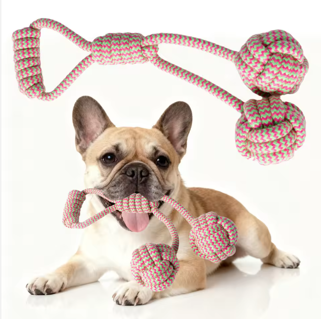 Eco-Friendly Durable Vibrant Pink & Green Braided Dog Rope Chew Toy for Tug Play & Dental Care Perfect Gift for Dog Lovers