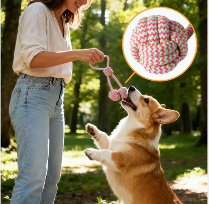 Eco-Friendly Durable Vibrant Pink & Green Braided Dog Rope Chew Toy for Tug Play & Dental Care Perfect Gift for Dog Lovers