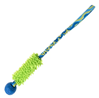 Durable Interactive Dog Tug Toy with BB Squeaker Natural Rubber Ball & Chenille Teeth Cleaning Chew Toy