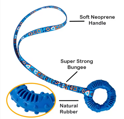 Bungee Handle Durable Fetch Tug Of-War Dog Toy with Rubber Ring Interactive Dog Tug Toys for Training Small Medium Large Dogs