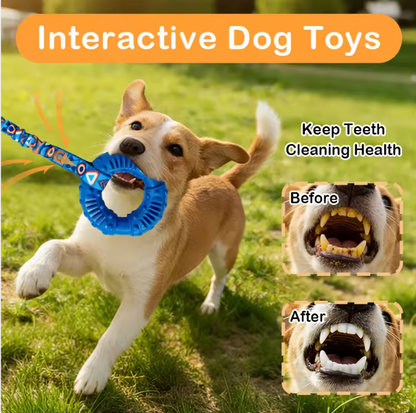 Bungee Handle Durable Fetch Tug Of-War Dog Toy with Rubber Ring Interactive Dog Tug Toys for Training Small Medium Large Dogs