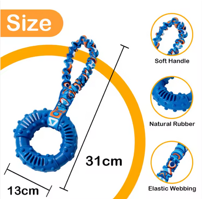 Durable Dog Chew Toy Natural Rubber Ring Textured Wear Bite Resistant Interactive Play for Medium Large Breeds