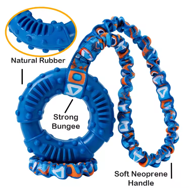 Durable Dog Chew Toy Natural Rubber Ring Textured Wear Bite Resistant Interactive Play for Medium Large Breeds