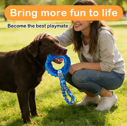 Durable Dog Chew Toy Natural Rubber Ring Textured Wear Bite Resistant Interactive Play for Medium Large Breeds