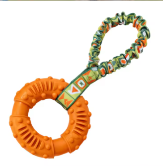 Durable Dog Chew Toy Natural Rubber Ring Textured Wear Bite Resistant Interactive Play for Medium Large Breeds