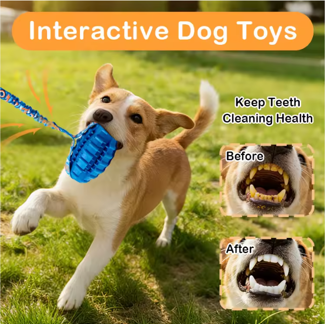 Interactive Dog Tug Toy Textured Natural Rubber Ring Wear Resistant Bite Resistant Teeth Cleaning for Medium Large Breeds