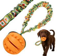 Natural Rubber Dog Ball Toy Textured Non Toxic Teeth Cleaning Elastic Strap Tear Resistant Bright for All Breeds