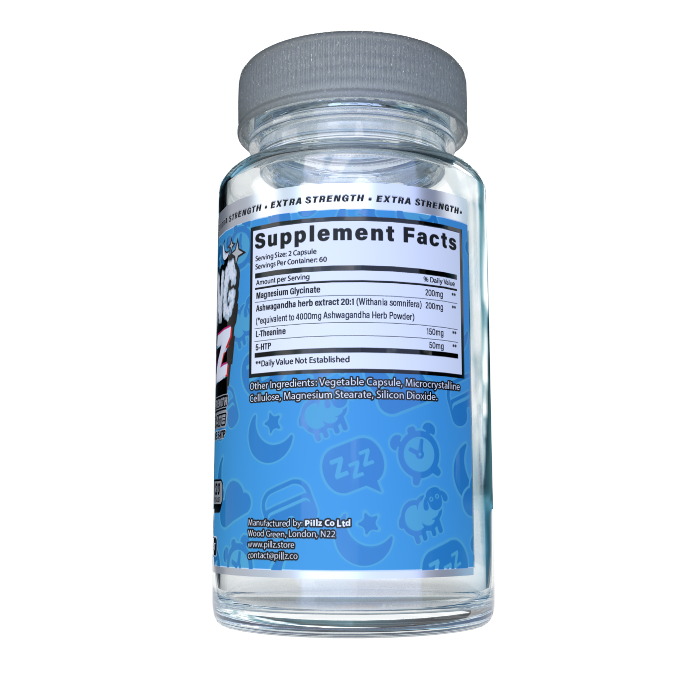 SleepingPillz™ – Magnesium Glycinate, Ashwagandha, L-Theanine & 5-HTP