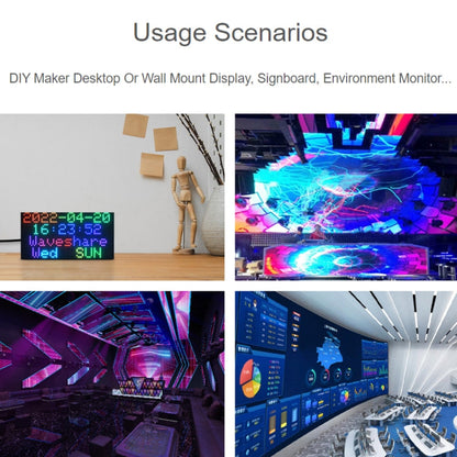 Waveshare RGB Full-color LED Matrix Panel, 2.5mm Pitch, 64x32 Pixels, Adjustable Brightness, 23707, 23707