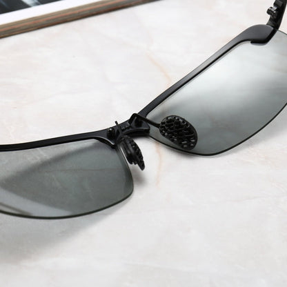 Photochromic Sunglasses Day and Night Vision Driving Eyewear, Black, Gun Metal, Sliver