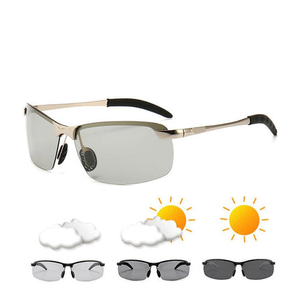 Photochromic Sunglasses Day and Night Vision Driving Eyewear, Black, Gun Metal, Sliver