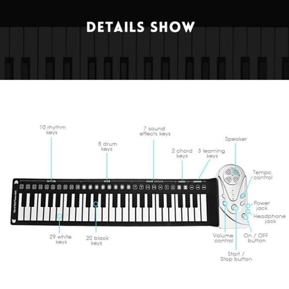 49-Key Portable Hand-Rolled Piano With Horn Children Beginners To Practice Electronic Piano, 49-Key Hand-Rolled Piano