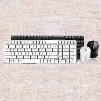 Rapoo X1800S 2.4GHz Wireless Keyboard and Mouse Set, Black, White
