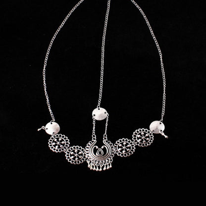 Silver Vintage Tassel Hair Jewelry Metal Coin Headband Long Punk Head Chain Piece Forehead Headpiece