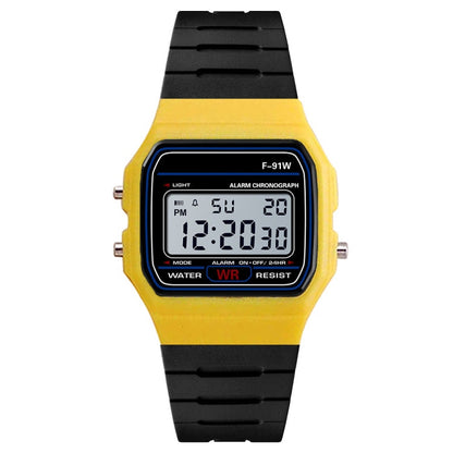HONHX F-91W Analog Digital Motion LED Silicone Strap Multifunction Electronic Watch